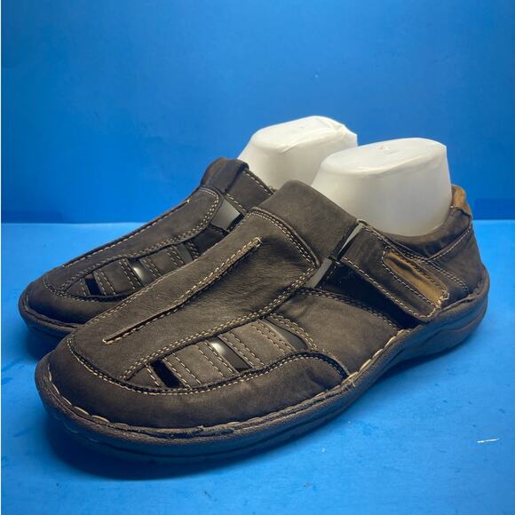 Propet Jack Fisherman Sandals Brown Leather Walking Comfort Mens Size 9 3E(X) - Picture 1 of 11